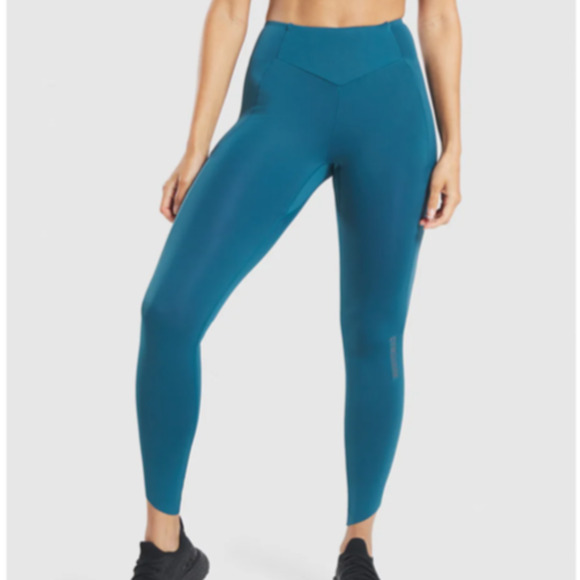 Gymshark Ventured Leggings Teal size XS high waisted V front waist band pockets - Picture 1 of 11